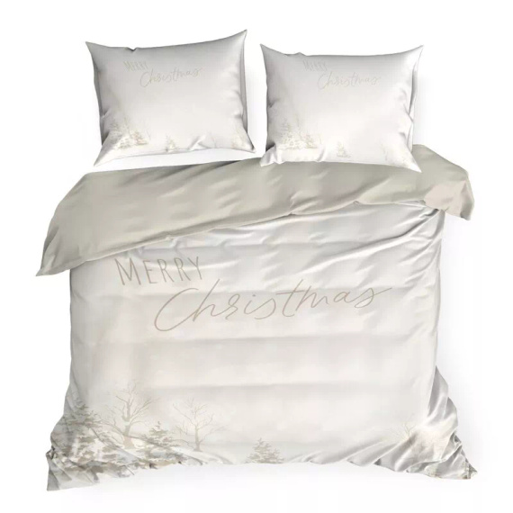 Snowflake Pościel świąteczna z mikrowłokna Eurofirany biała zimowy pejzaż– miękka, lekka i łatwa w pielęgnacji, z zamkiem błyskawicznym