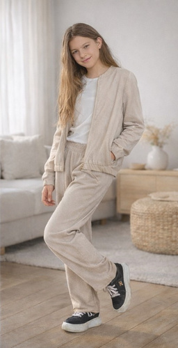 Spodnie Bambarillo Cord beżowe baby cord z kieszeniami