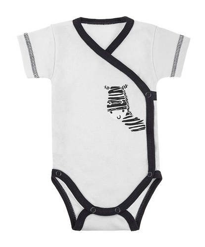 "Zebra" Terjan Body rozpinane z krótkim rękawem - biały