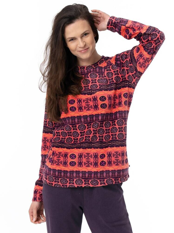 LHS 376 Piżama Damska długi rękaw i długie spodnie Key granatowy pomarańczowy