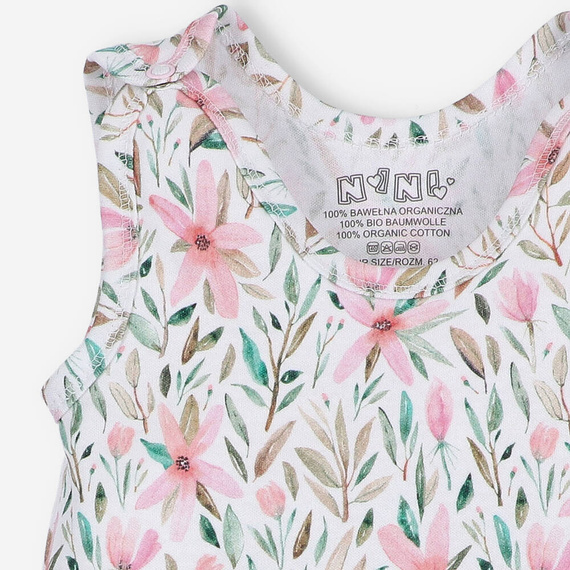 ABN-4757 Pink Flowers Śpiochy z bawełny organicznej Nini