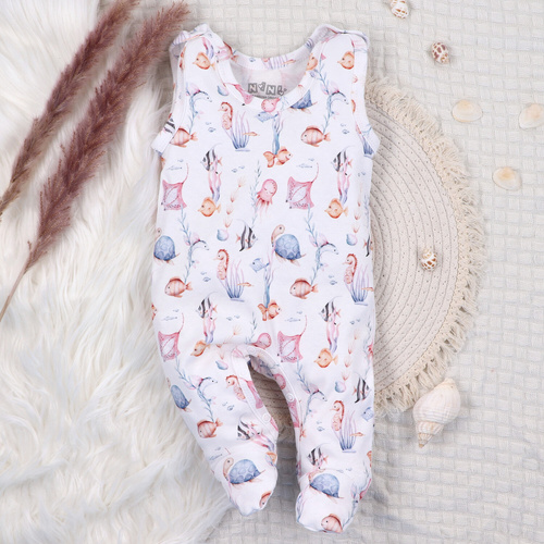 ABN-5480 Underwater World Śpiochy niemowlęce Nini – bawełna organiczna, zabudowane stópki