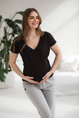 Two Ways Milk&Love bluzka ciążowa i do karmienia z krótkim rękawem czarny