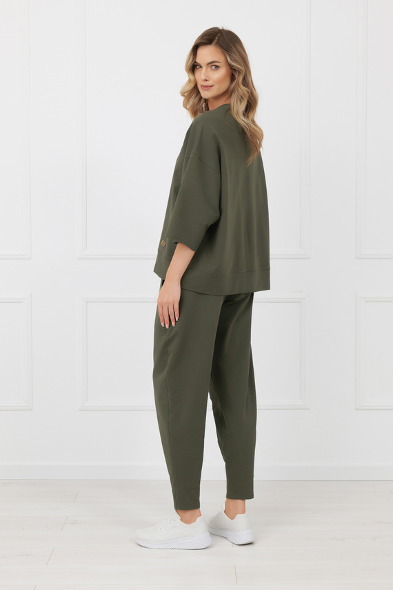 Spodnie dresowe Kaori Italian Fashion bawełna- ciemny oliwkowy
