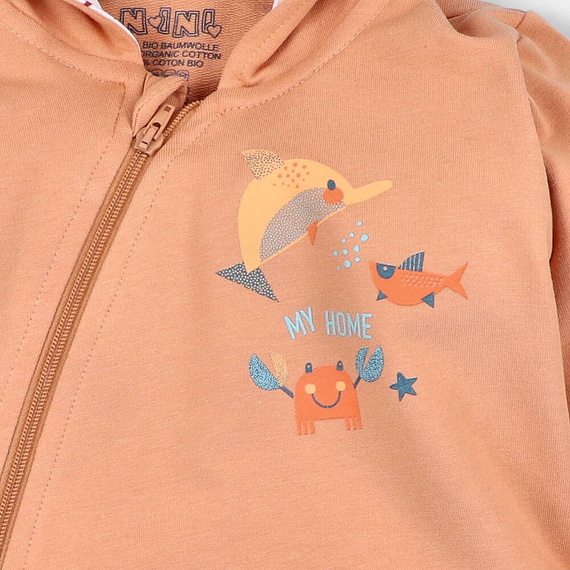 Morskie Zwierzątka Bluza dresowa z kapturem z bawełny organicznej Nini pomarańczowy