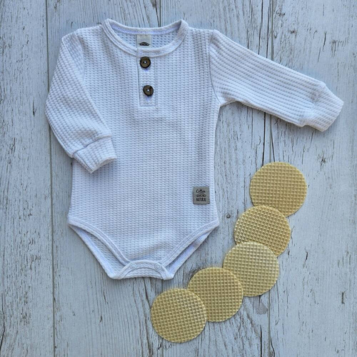 "Waffel Stone" Makoma Body polo z długim rękawem white