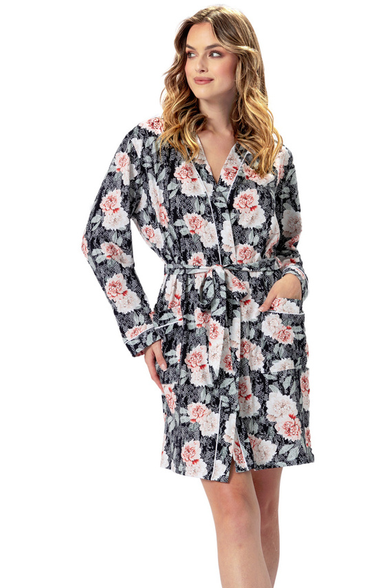 1343 Jutrzenka Szlafrok damski Leveza czarny