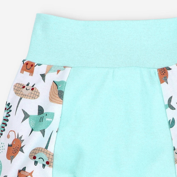 ABN-4099/BŁĘ Morskie Zwierzątka Spodnie z bawełny organicznej Nini błękitny