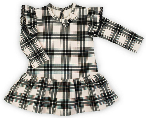 Sukienka + opaska 163668 "Magia Świąt" Nicol - kratka: czarny, beżowy