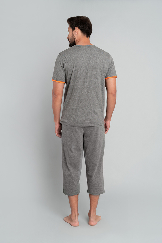 Marek Piżama Męska krótki rękaw, 3/4 spodnie Italian Fashion- średni melanż