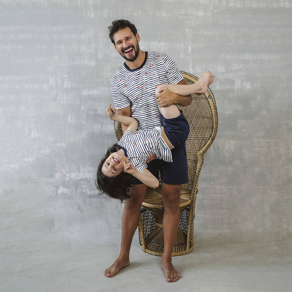 Piżama chłopięca krótki rękaw, spodnie Italian Fashion Korfu - druk/granatowy