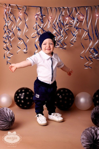 045B Little Gentleman Body koszulowe z krótkim rękawem Marija - krawacik