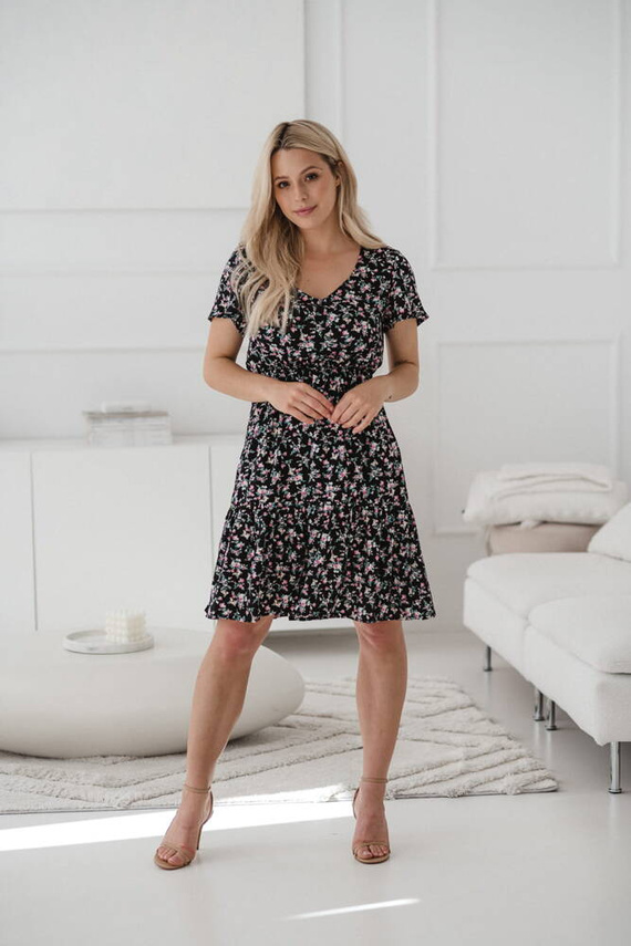 Lovely Dress Milk&Love sukienka ciążowa i do karmienia granat w różyczki