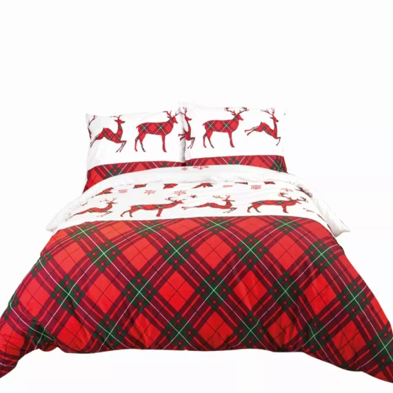 31507/1 Pościel flanelowa świąteczna renifery Darymex czerwony