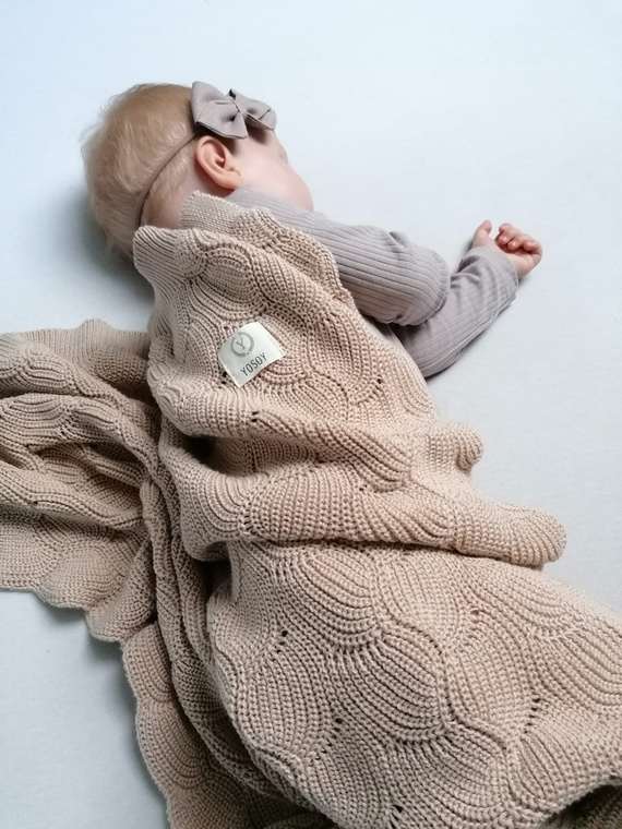 Ażurowy kocyk WAVES eco cotton Yosoy Cappuccino