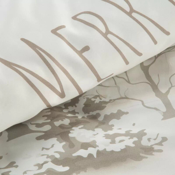 Snowflake Pościel świąteczna z mikrowłokna Eurofirany biała zimowy pejzaż– miękka, lekka i łatwa w pielęgnacji, z zamkiem błyskawicznym