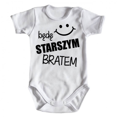 "Będę STARSZYM bratem v2"  Moocha body krótki rękaw czarny