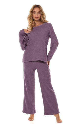 2414 Komplet damski Homewear L&L ametyst– bluza i spodnie z miękkiej dzianiny