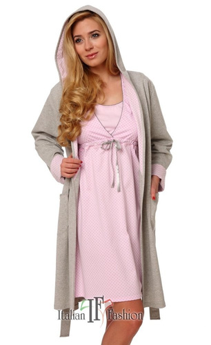 Szlafrok Damski Komfort Italian Fashion- melanż/niebieski