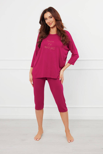 Natura Piżama Damska 3/4 Italian Fashion - wino