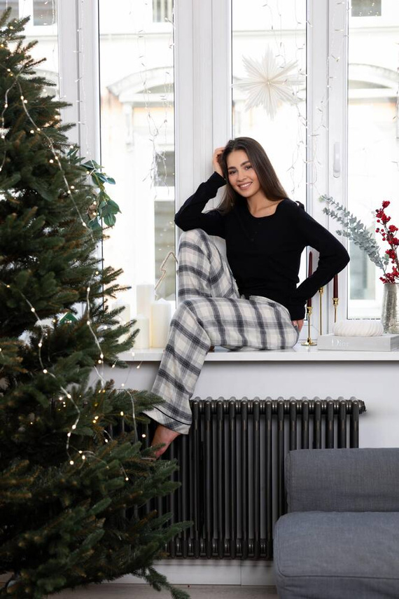 Blanche Piżama damska Flanela Sensis -czarny