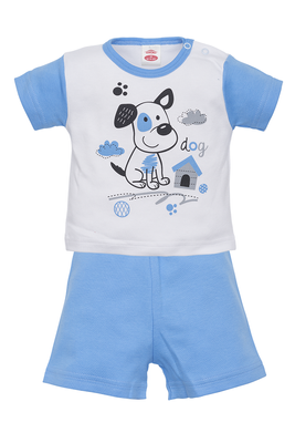 Komplet niemowlęcy letni "PUPPY" Makoma niebieski 