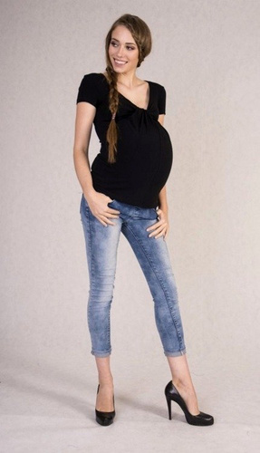 951 Bluzka ciążowa z krótkim rękawkiem MIRACLE- czarna