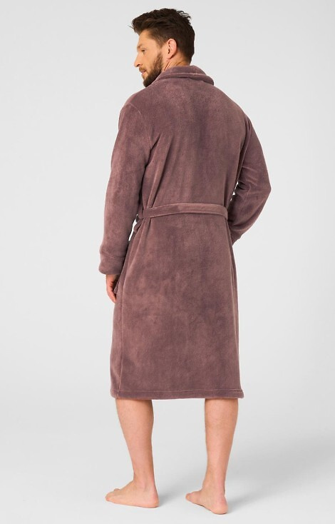 MGL 255 B25 Szlafrok męski brązowy – klasyczny, miękki, wiązany w pasie