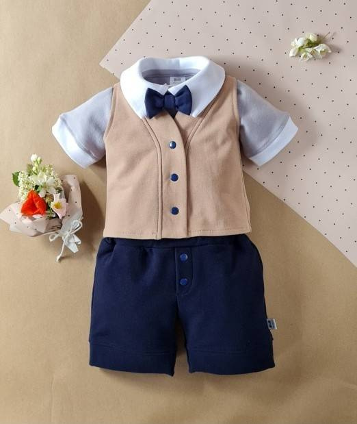 045KR Szary Little Gentleman Body z krótkim rękawem Marija - szary