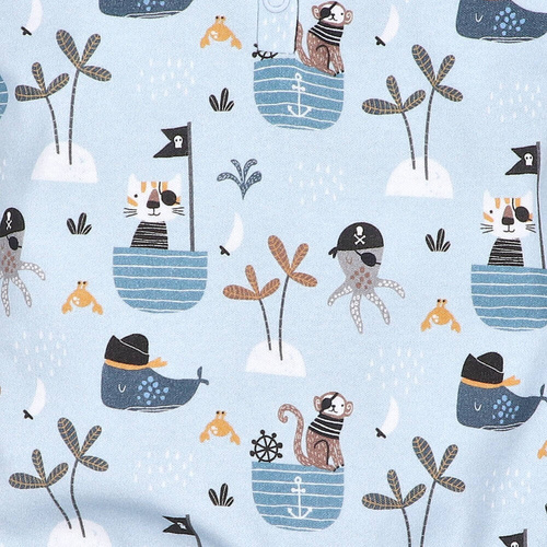 ABN-5009 Piraci Rampers z bawełny organicznej Nini niebieski