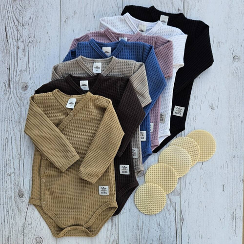  "Natural Waffel" Makoma Body dzidziuś z długim rękawem white