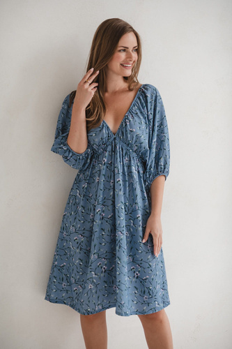 Milk Sun Sukienka ciążowa i do karmienia Milk&Love niebieska w kwiatuszki