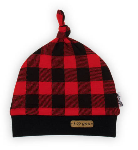 Czapeczka niemowlęca 163525 "Magia Świąt" Nicol - kratka: czarny, czerwony