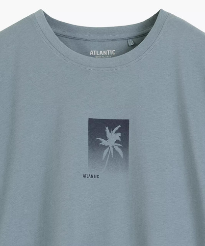 NMP-398 Letnia Piżama Męska 100% Bawełna Peach miiętowo-granatowa