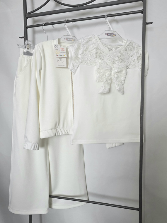 Bluzka dziewczęca Eliza Bambarillo koronka kokarda elegancka