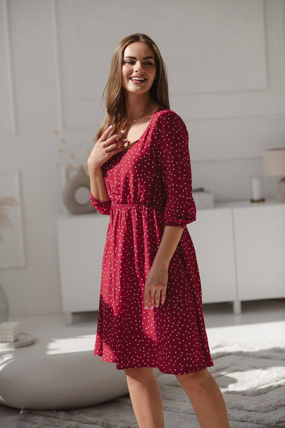 Lovely Dress Midi Milk&Love sukienka ciążowa i do karmienia czerwona w groszki