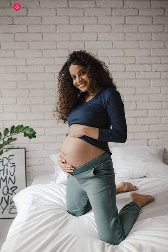 Spodnie Milk&Love dresowe ciążowe morska zieleń