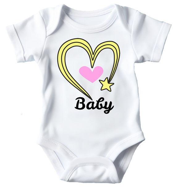 "Baby z sercem dla dziewczynki" Moocha Body krótki rękaw biały