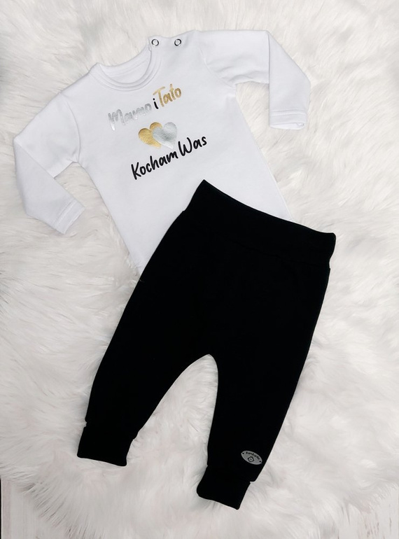 "Mamo i Tato Kocham Was" Bambarillo Body z długim rękawem- ecru