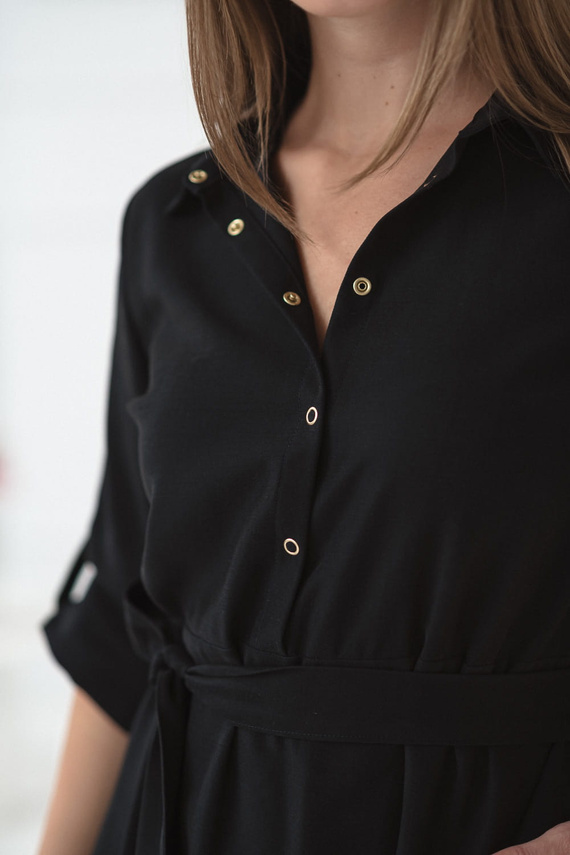 Szmizjerka ciążowa i do karmienia Milk&Love czarna | Modal, rękaw 3/4, regulacja w talii