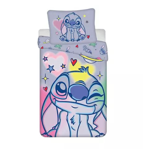 Pościel Bawełniana 140x200 Lilo and Stitch Niebieska 70x90 Jerry Fabrics