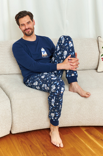 7338 Piżama męska Doctor Nap Cozy Bear – bawełna, długi rękaw i spodnie