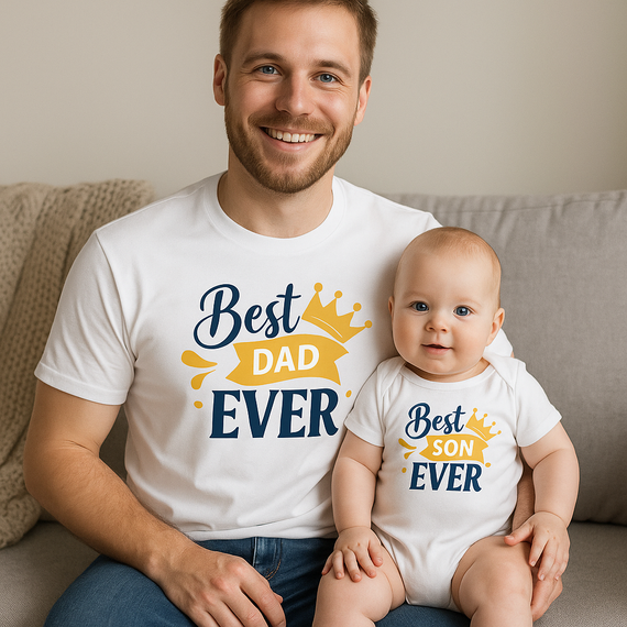 "BEST DAD + BEST SON" Moocha Komplet dla taty i syna koszulka + body 