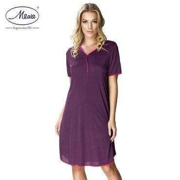 6352 Teresa koszula nocna rozpinana Mewa bakłażan