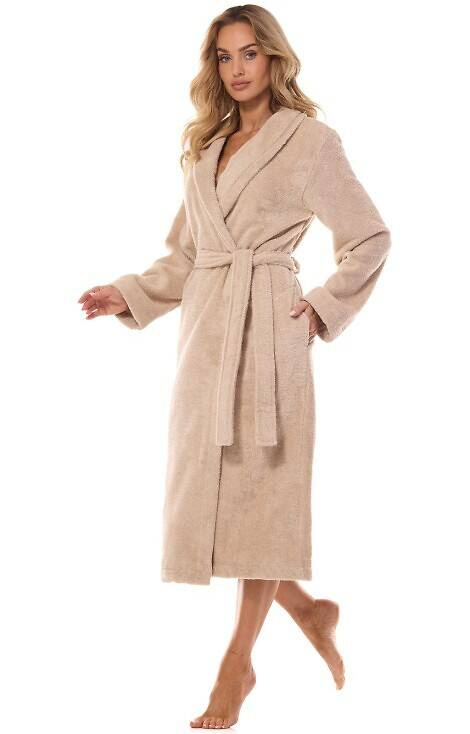 2408 Szlafrok Damski Frotte L&L - beżowy