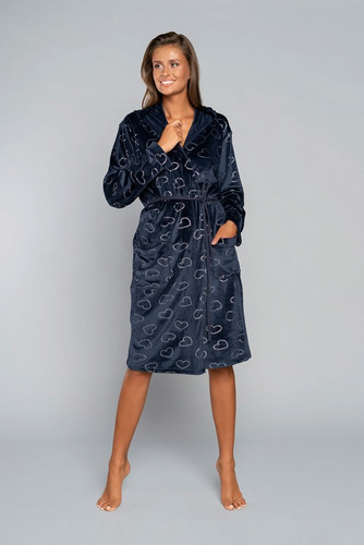 Eliksir Szlafrok damski z kieszeniami Italian Fashion - czerwony/druk 