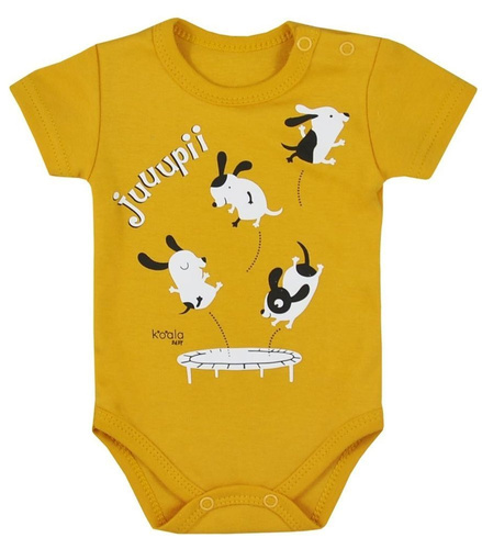 Bawełiane Body krótki rękaw "JUPI LATO" Koala- żółty