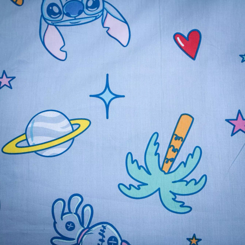 Pościel Bawełniana 140x200 Lilo and Stitch Niebieska 70x90 Jerry Fabrics