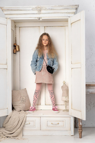 DR 2501 Leo Dots Rajstopy dziewczęce Knittex cotton candy