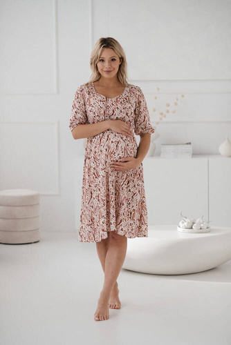 Lovely Dress Midi Milk&Love sukienka ciążowa i do karmienia paisley na turkusie